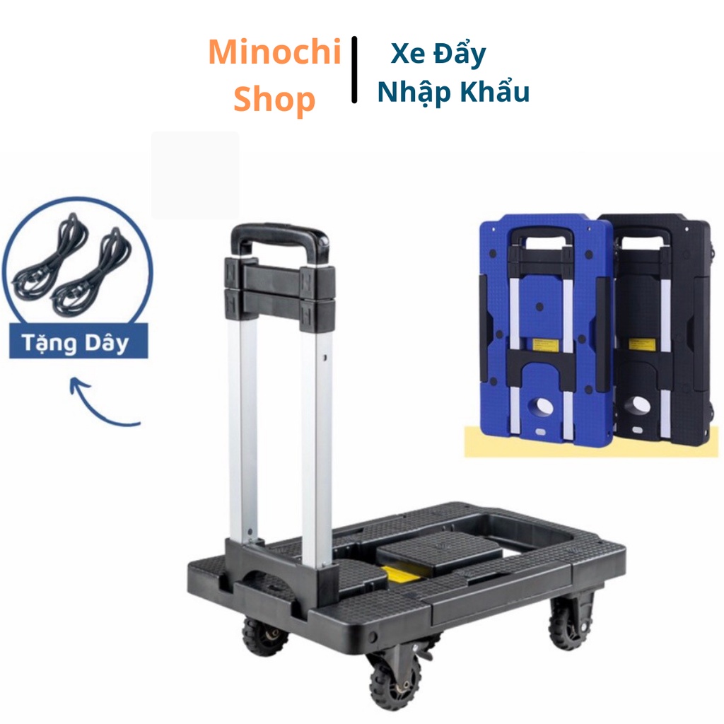 Xe Đẩy Hàng Xe Kéo Hàng Gấp Gọn Có Bánh Xe Cao Su Chống Ồn Tải trọng Lớn 150kg-XKD05