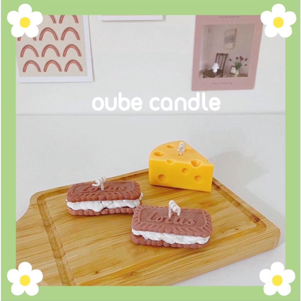 Nến Thơm Tạo Hình Hình Bánh Quy Lotus Yêu Cực - Nến Thơm Tinh Dầu Trang Trí Làm Quà Tặng | Oube Candle NT75