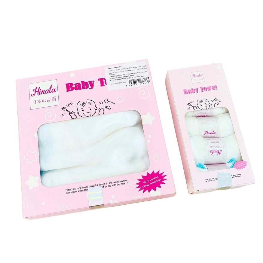 Khăn gạc HINATA - 100% Cotton, Không bụi bông, siêu mềm mịn an toàn cho trẻ sơ sinh