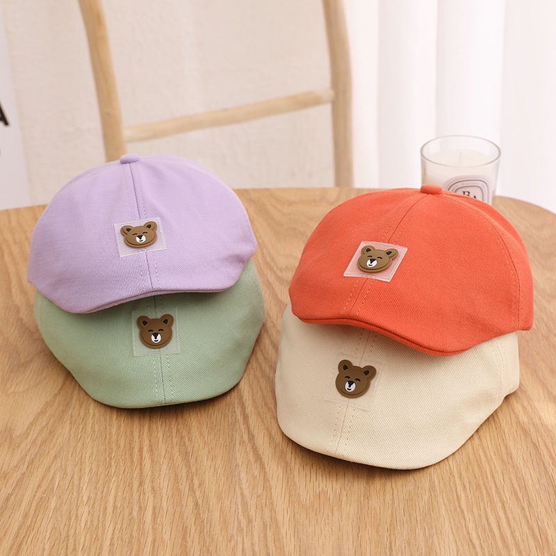 Mũ Beret Hình Gấu Mềm Cho Bé 1-3 Tuổi