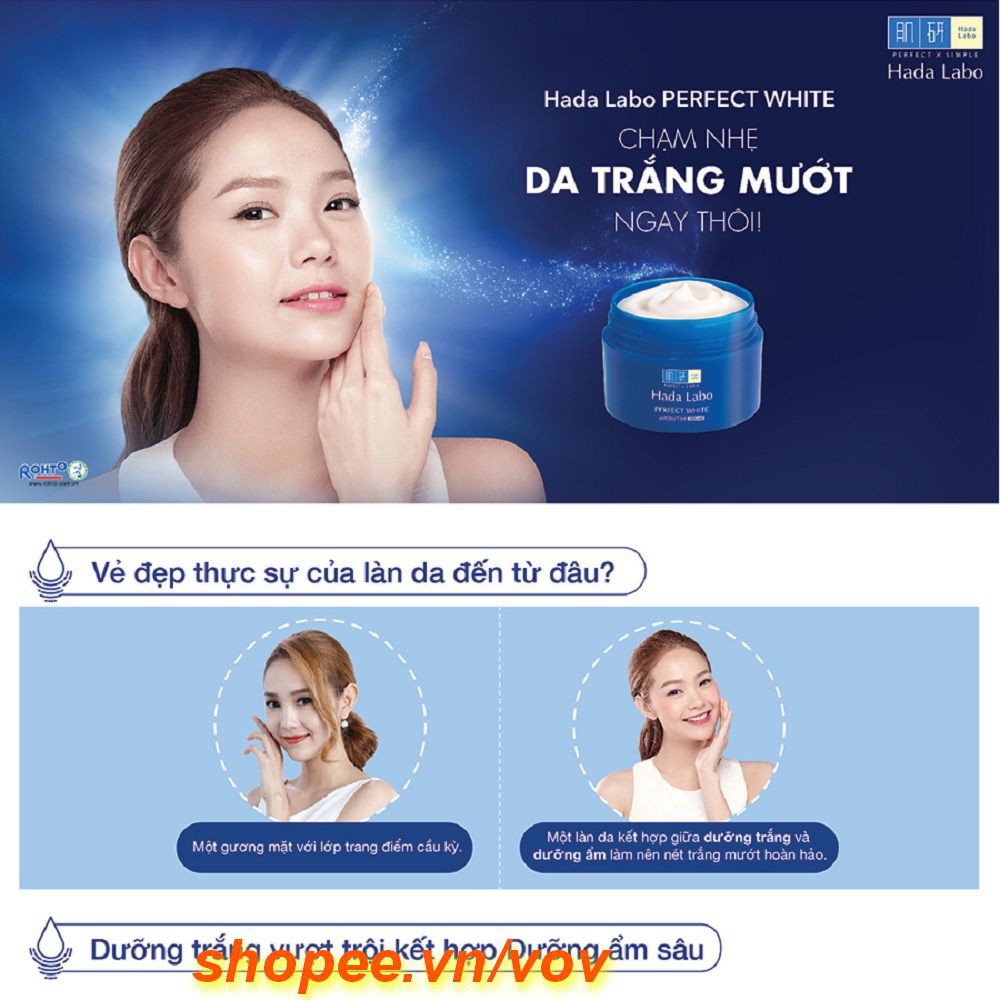 Kem dưỡng trắng mượt vượt trội Hada Labo Perfect White Arbutin Cream 50g 100% chính hãng, vov cung cấp và bảo trợ.