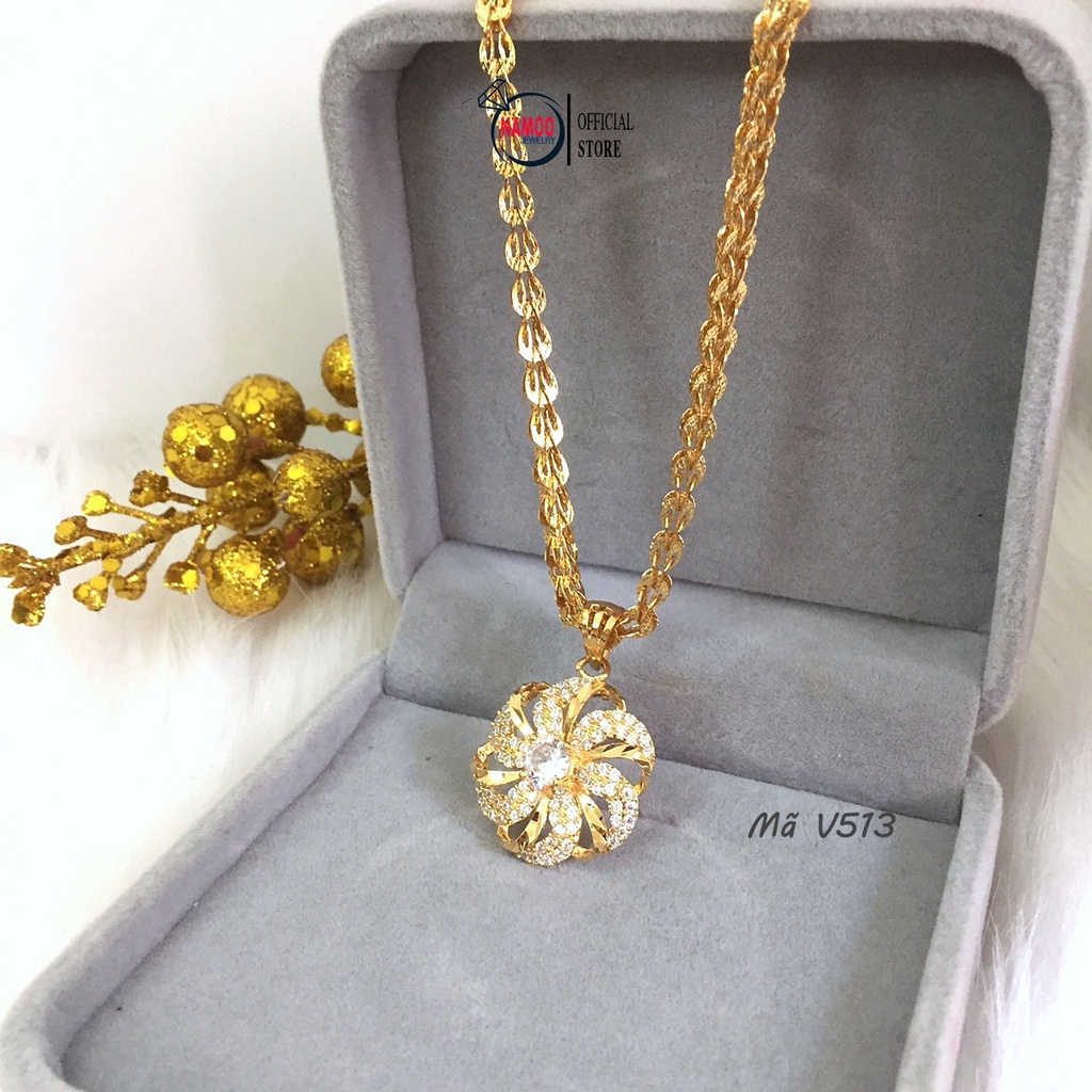 Dây Chuyền Nữ V513 Mặt Hoa Đá Kết Hợp Dây Phụng Dài 50cm