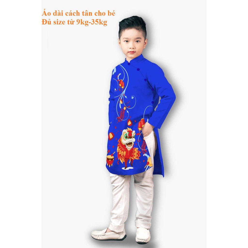 Áo Dài Cách Tân Cho Bé Trai Bé Gái Đón Xuân Dễ Thương, Áo dài Tết mẫu mới hottrend  cao cấp cho bé từ 9kg đến 35kg