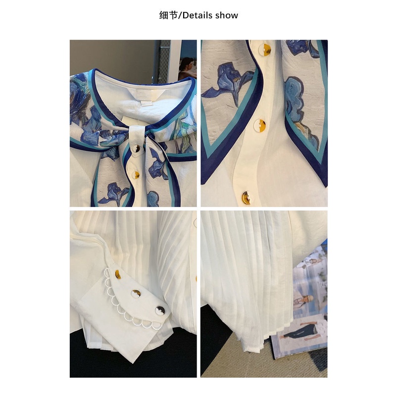 Áo Sơ Mi Cổ Búp Bê Màu Trắng Phong Cách Retro Pháp Thời Trang Xuân Thu 2022 Cho Nữ