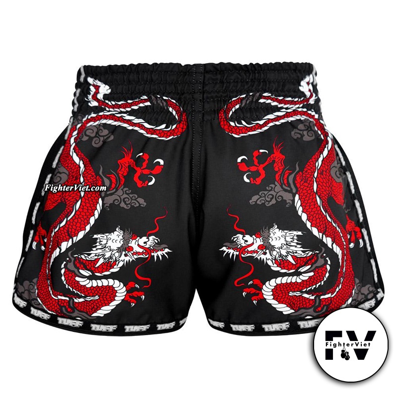 Quần TUFF Muay Thai Boxing Shorts New Retro Style  Black Chinese Dragon