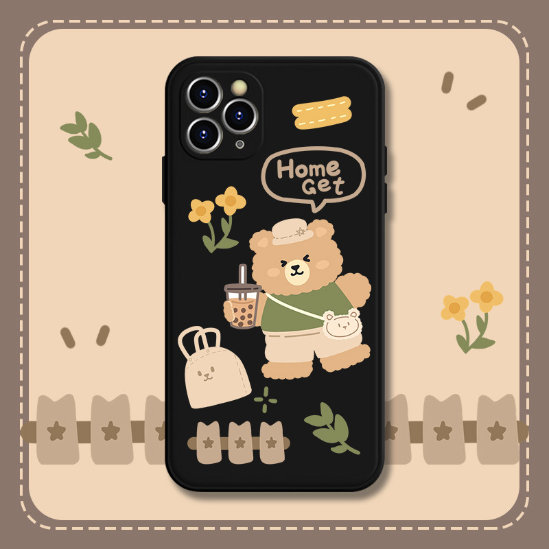 Ốp điện thoại TPU mềm in hình gấu/ly trà sữa chống sốc/trầy xước bảo vệ cho IPhone 11 Pro XR/XS/X/7 8 Plus | BigBuy360 - bigbuy360.vn