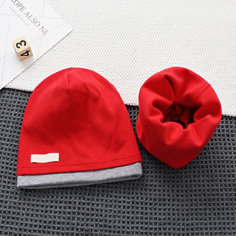 Set Nón Và Khăn Choàng Cổ Bằng Cotton Màu Trơn Cho Trẻ Em Người Lớn Dịp Halloween Giáng Sinh Năm Mới