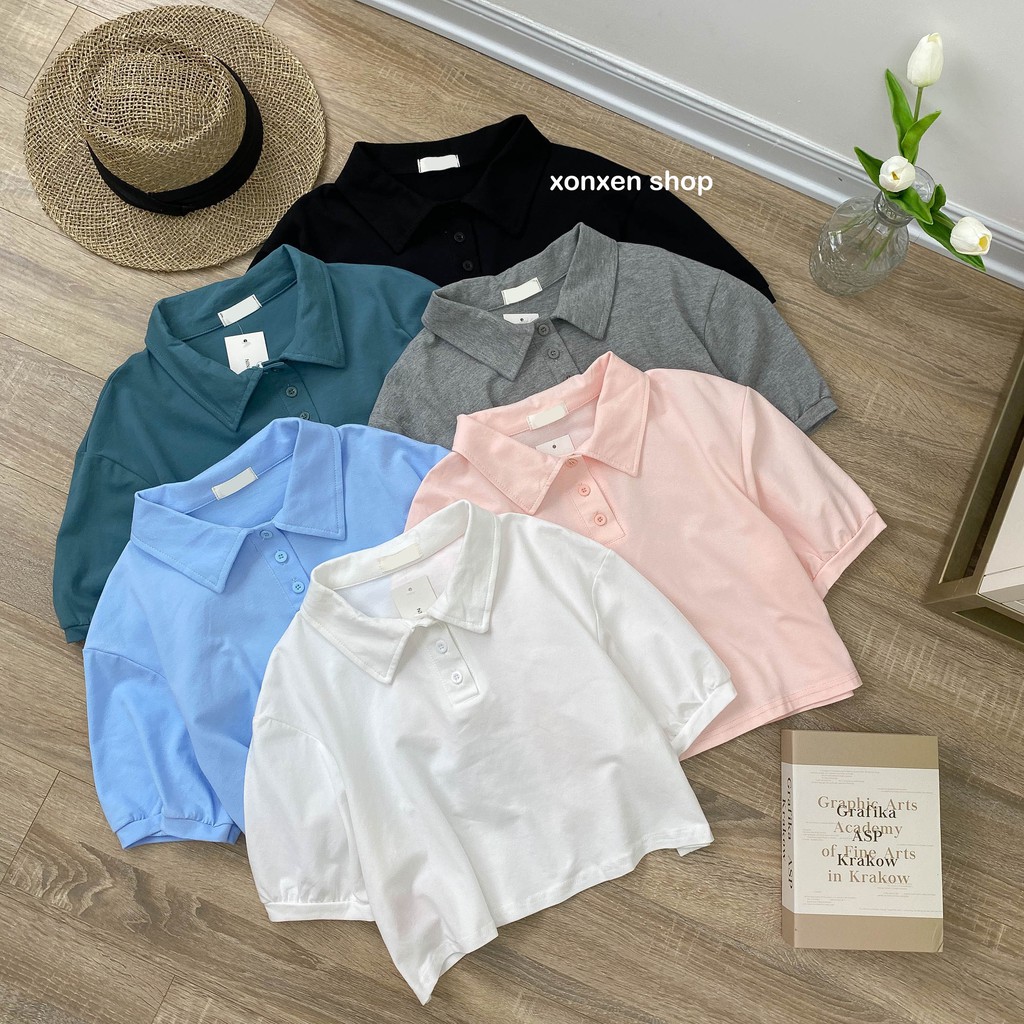 Áo thun polo nữ croptop chất cotton thoáng mát Xonxen shop free size mã 1143 | BigBuy360 - bigbuy360.vn