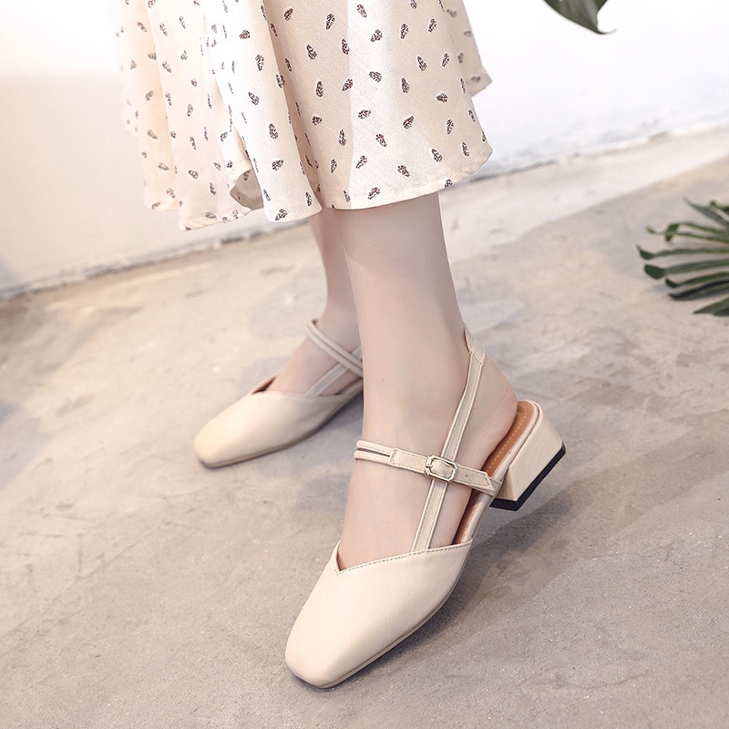 Giày cao gót bít mũi, giày búp bê 4 cm phong cách Vintage - Next Fashion D02