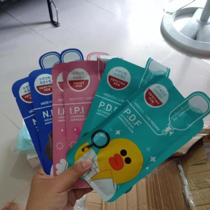 1 Miếng Mặt Nạ Gấu Thỏ Vịt MEDIHEAL LINE FRIENDS màu xanh chính hãng