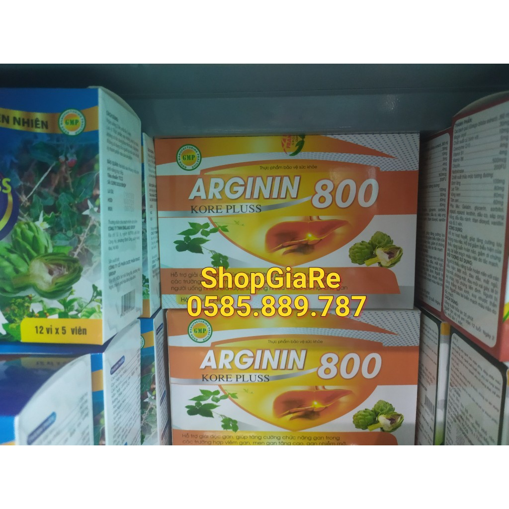 Arginin 800 kore pluss bổ gan, mát gan, giải độc, hạ men gan, tăng cường chức năng gan