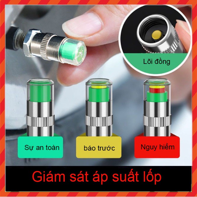 【4 Pcs】Car tire pressure monitor, car tire detection warning cap, valve warning cap, tire pressure gauge