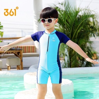 Bộ bơi bé trai cộc liền, màu xanh, tay than hãng 361 sly195015