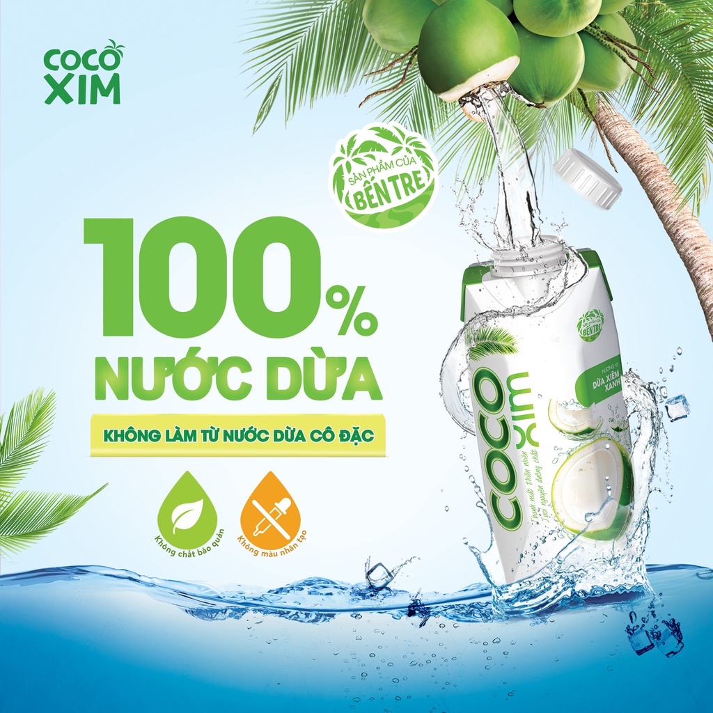 THÙNG 12 Hộp Nước dừa đóng hộp Cocoxim Xanh dung tích 330ml/Hộp