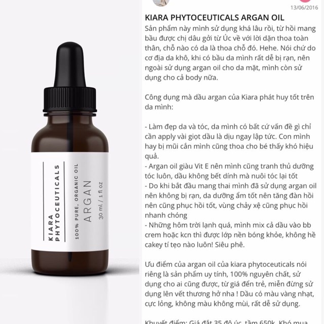 Dầu dưỡng da Kiara Argan Oil