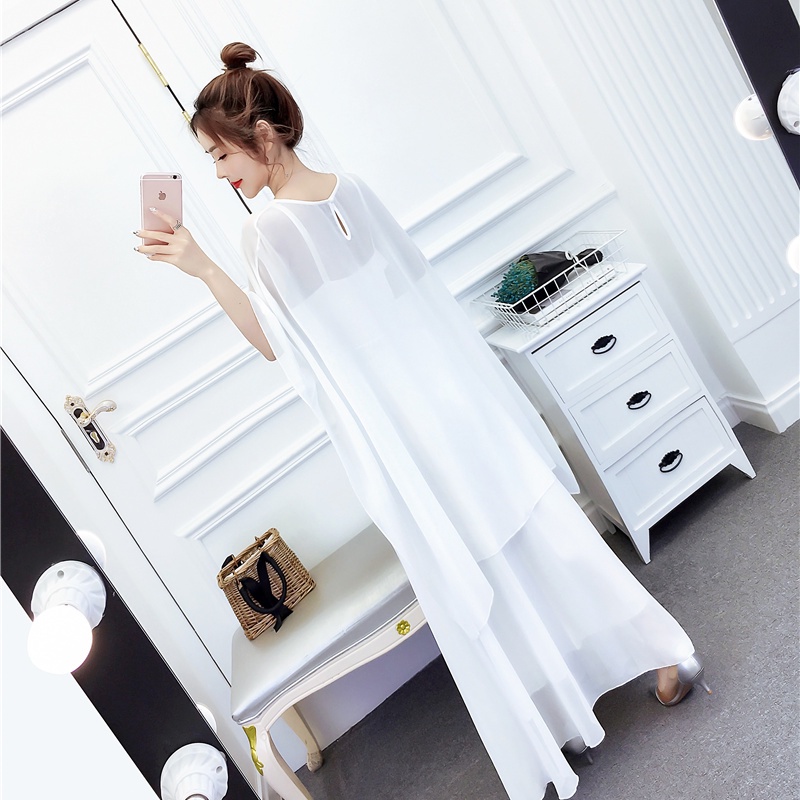 Set Đầm Voan Dáng Dài + Áo Khoác Ngoài Thời Trang Thanh Lịch Cho Nữ