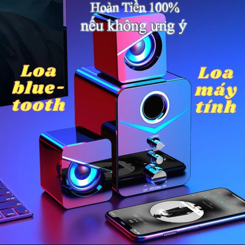 Loa bluetooth loa máy tính D221 âm thanh Super Bass trầm ấm Treble cực đã, có đèn Led nổi jack cắm 3.5mm cho pc,laptop