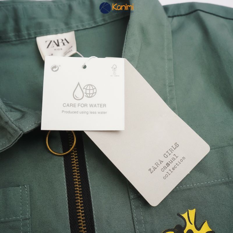 Đầm bé gái Zara chất kaki mềm kiểu dáng basic rất dể mặc sang chảnh size 18-30kg