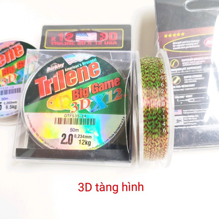 cước thẻo cước mỹ 3D tàng hình cước câu cá 50m nano