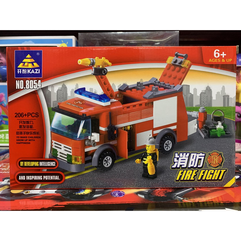Đồ chơi lắp ráp xếp hình Lego Kazi 8054: Xe cứu hỏa xe chữa cháy