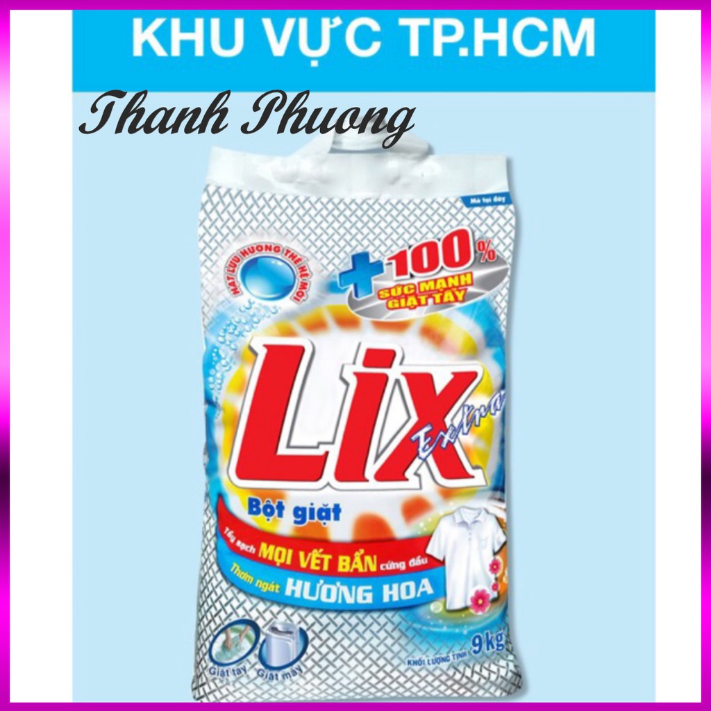 [ Sale99a ] Bột Giặt Lix Extra 9kg hương hoa tẩy sạch mọi vết bẩn cứng đầu sln