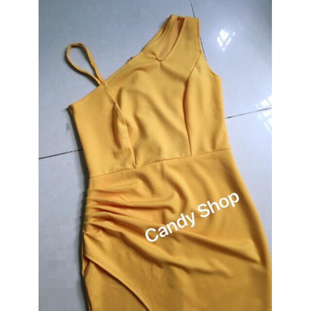 Đầm body dự tiệc lệch vai tà cao thấp sang trọng + Ảnh thật 👗 ྇!