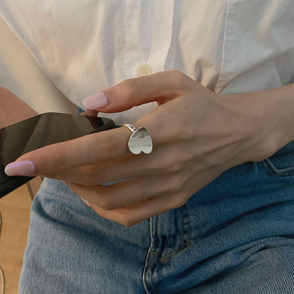 Nhẫn Kim Loại Hở Hình Trái Tim Phong Cách Hàn Quốc Cổ Điển Thời Trang Cho Nữ