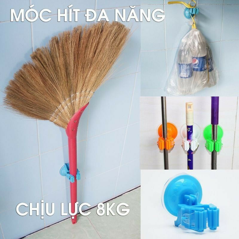 Móc Dán Tường Kẹp Giữ Chổi, treo dụng cụ vệ sinh, lau nhà, treo đồ gia dụng dán tường đa năng