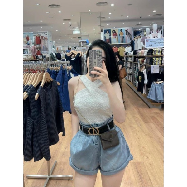 Quần sooc jeans đai chun C.D hàng QCL1