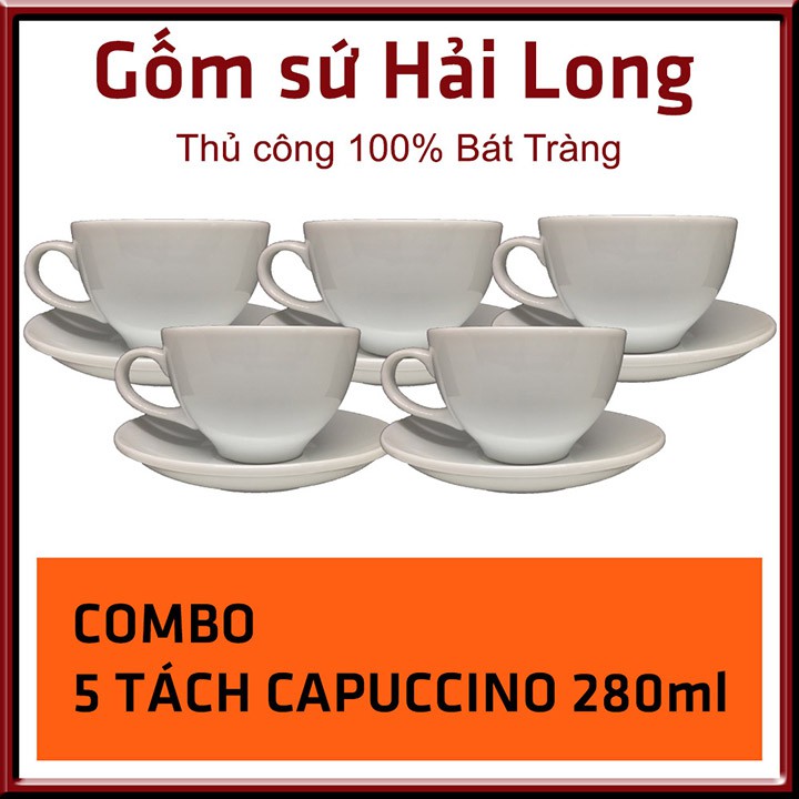 COMBO 5 Tách cà phê capuccino 280 ml gốm sứ Bát Tràng