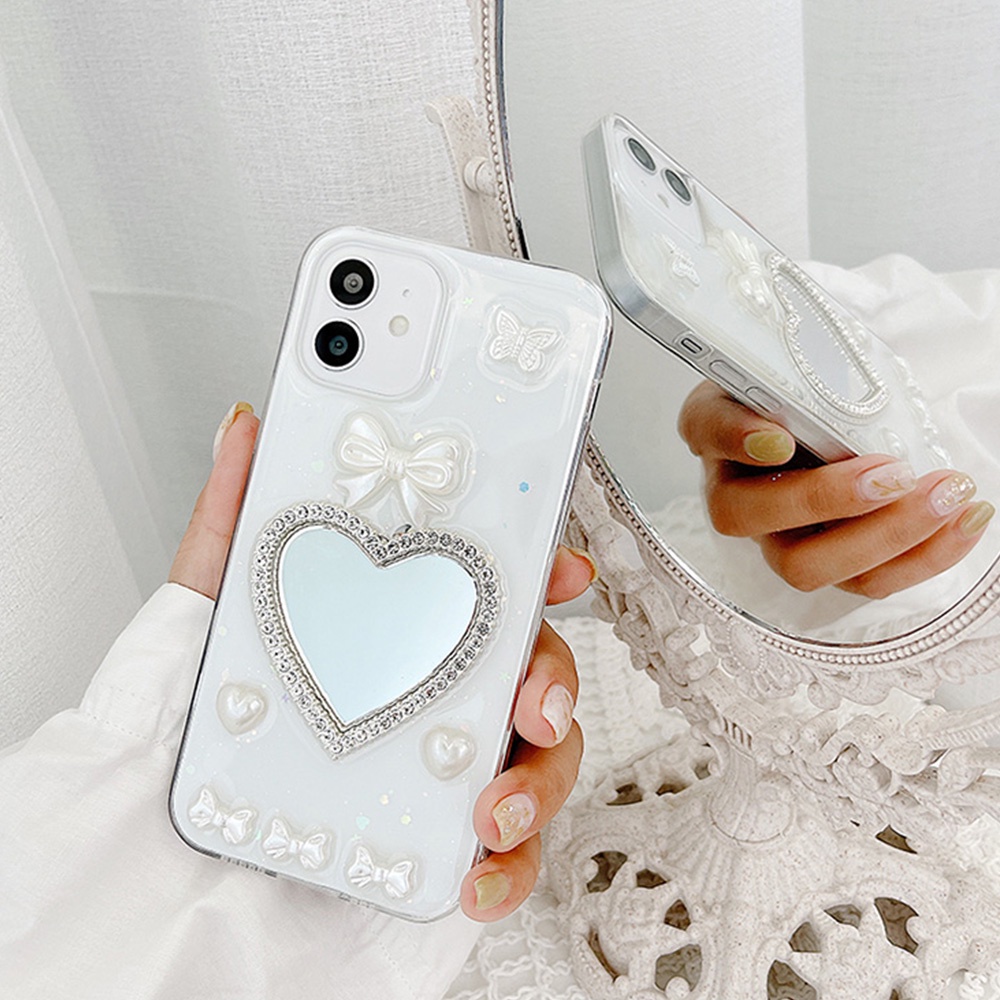 Ốp Điện Thoại Tpu Mềm Trong Suốt Chống Sốc Có Gương Trang Điểm Cho iPhone 14 Pro Max 11 12 13 Pro Max Xs XR 8 7 Plus
