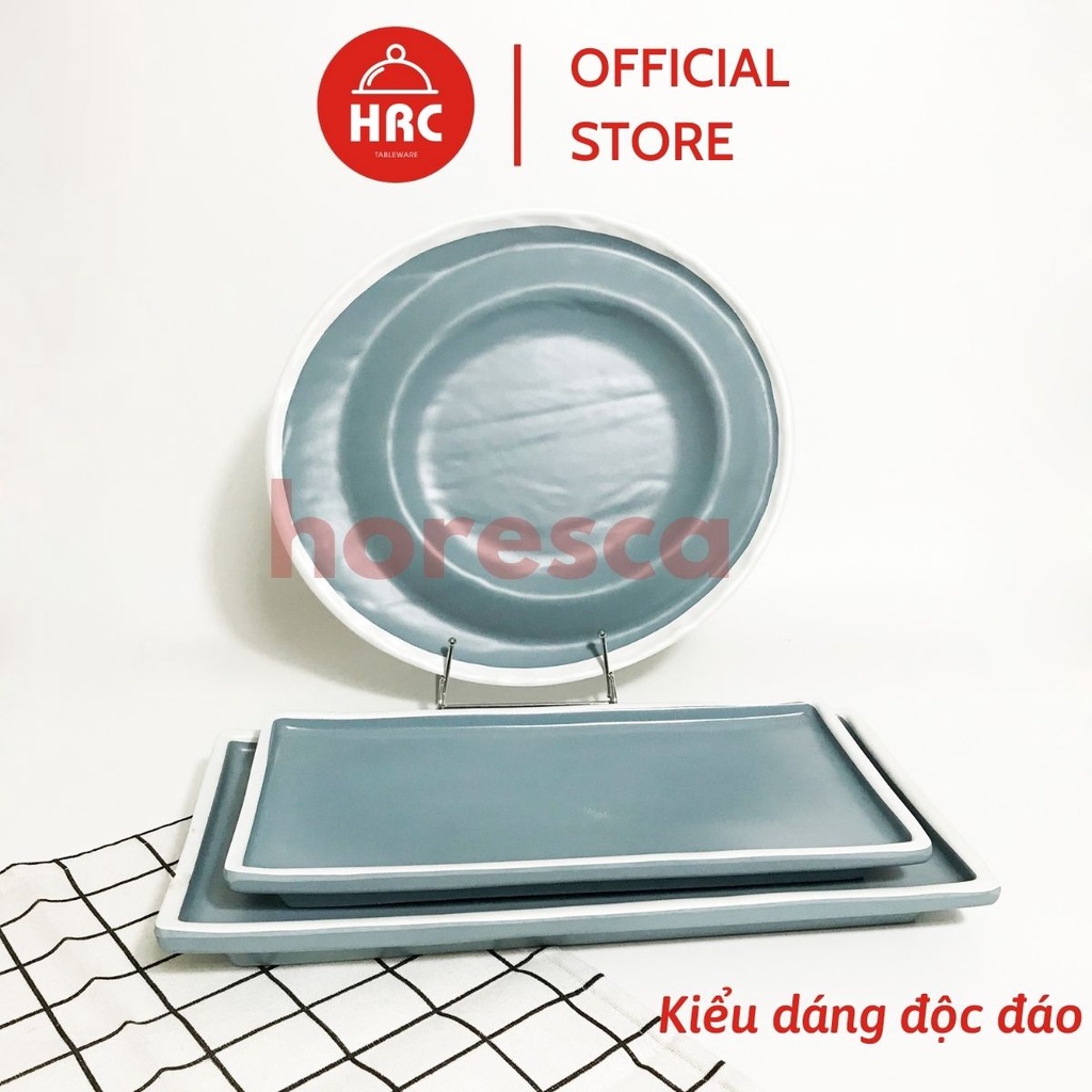 Bộ Đĩa Nhựa Phíp Melamine Giả Gốm Sứ Màu Xanh Dương [SANG TRỌNG] Bộ Kiểu Dáng Độc Đáo Phong Cách Châu Âu