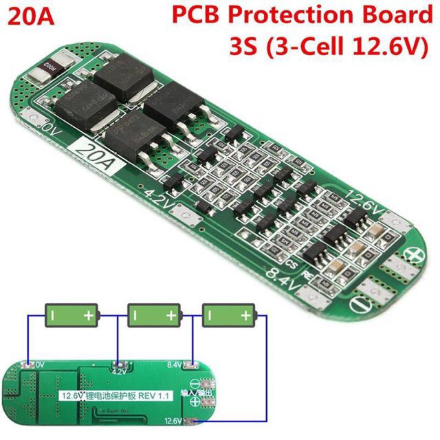 Mạch BV pin 3s tự phục hồi & dòng liên tục 20A cao cấp