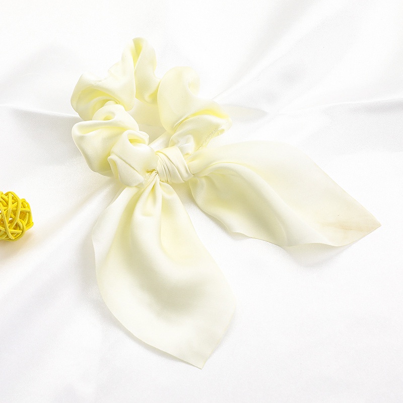 1 Băng Đô Tai Thỏ Bằng Satin chiffon Màu Trơn Co Giãn Dành Cho Nữ