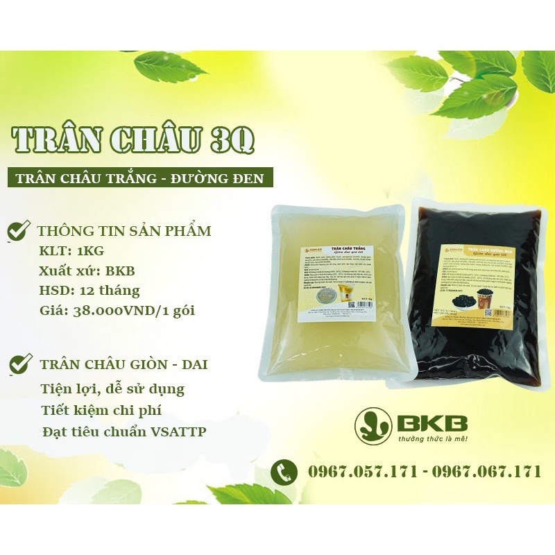 Trân châu 3Q BKB siêu ngon, nhiều thịt trân châu 1kg/túi