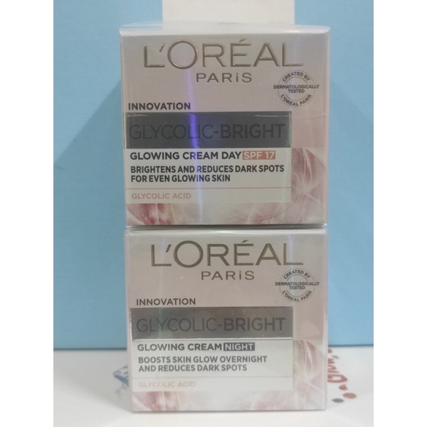 Kem dưỡng sáng mờ thâm nám ngày, đêm L'Oreal Paris Glycolic Bright Glowing Cream SPF17 15ml