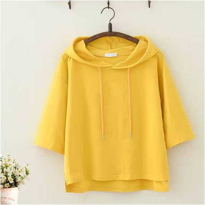 Áo Thun Có Nón Tay Ngắn Thời Trang Nữ