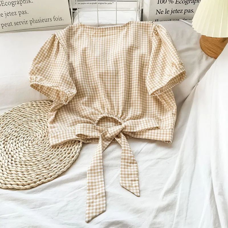 Hàng Có Sẵn Áo Sơ Mi Ngắn Tay Thắt Nơ Kẻ Sọc Mới Cho Nữ 2022 JL-TX-214