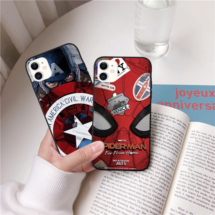 Ốp lưng silicone hình Spiderman Captain America cho iPhone 11 11Pro 11ProMax 6 6s 7 8 X XS XR XSMAX | BigBuy360 - bigbuy360.vn