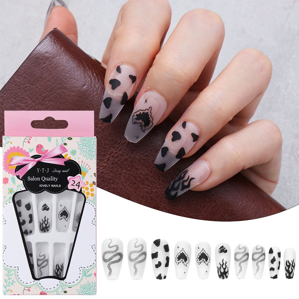 [Hàng mới về] Set 24 Móng Tay Giả Dáng Dài Có Thể Tháo Rời Tiện Dụng Hợp Thời Trang