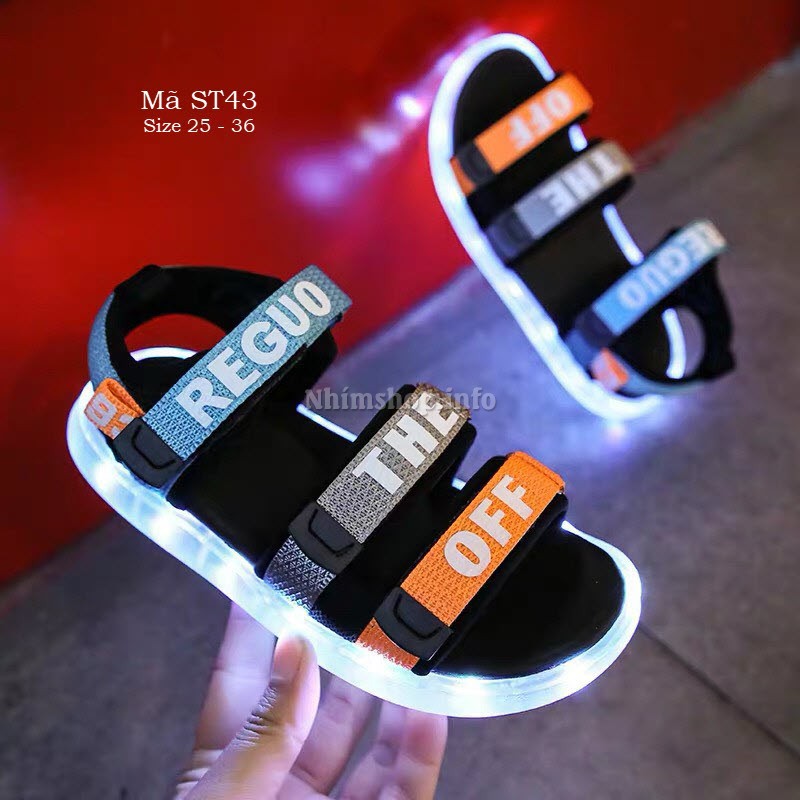 Giày sandal phát sáng bé trai bé gái 3 - 12 tuổi giày đèn LED sạc USB thông minh nấc bấm nhiều chế độ sáng độc đáo ST43