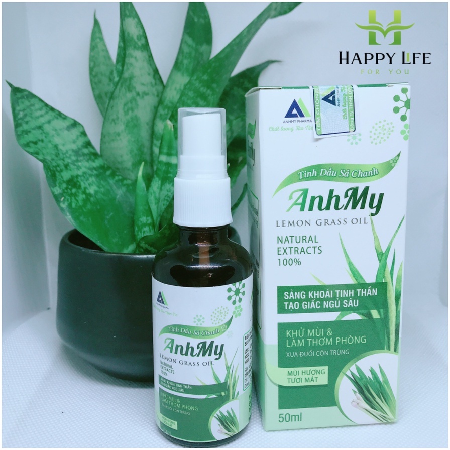 Tinh thơm phòng, tình dầu sả chanh thiên nhiên 50ml - Happy Life 4U