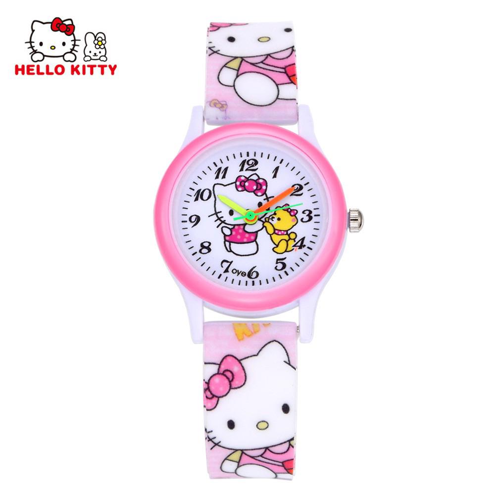 Đồng hồ nữ dây nhựa chống nước hình Hello Kitty