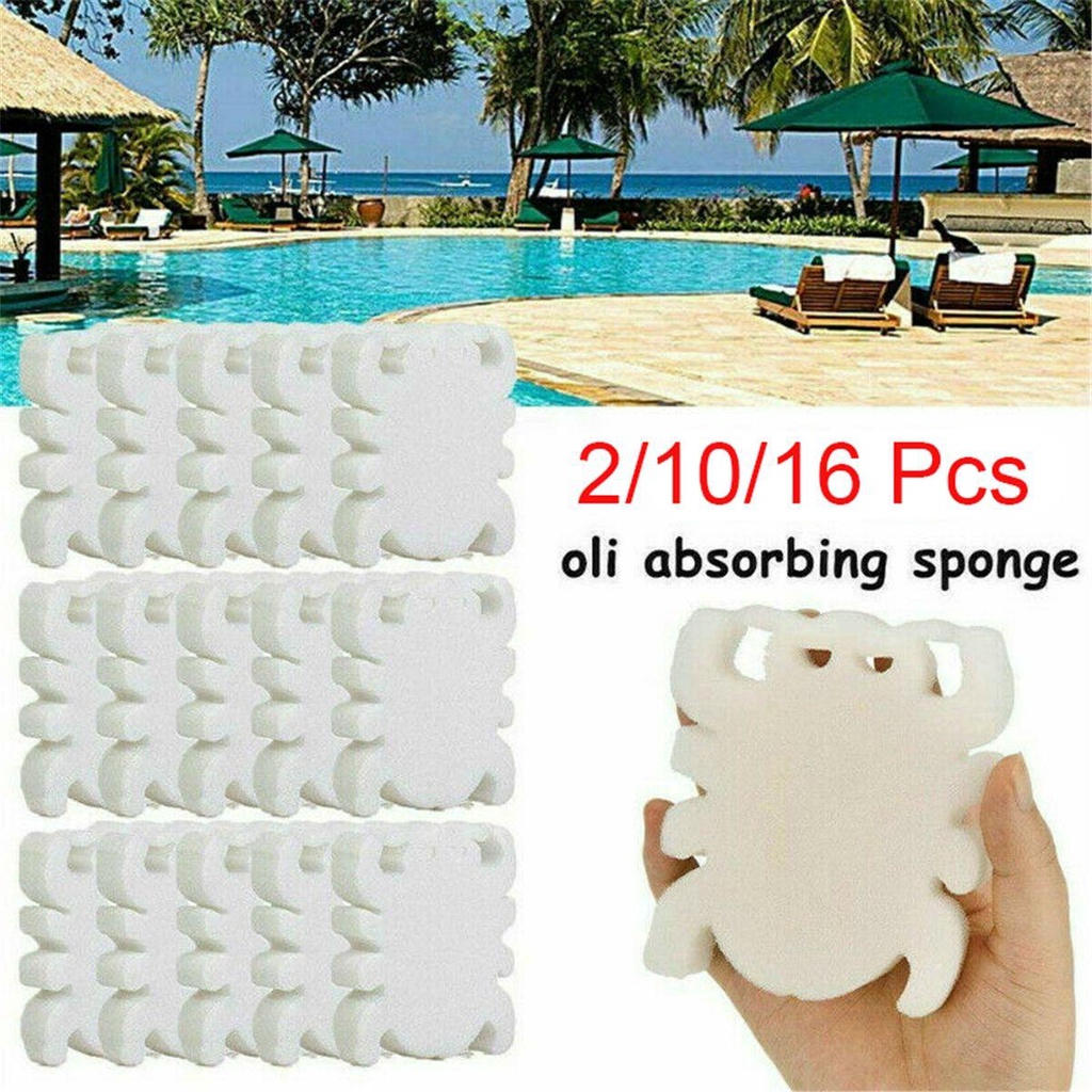 Bộ 2 / 10 / 16 Miếng Xốp Thấm Hút Dầu Vệ Sinh Hồ Bơi Tiện Dụng