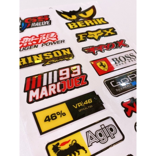 Decal tem nổi tổng hợp mẫu Agip Ak Takegawa GoPro...cao cấp dán xe máy, ô tô, mũ bảo hiểm chống thấm nước, chống bay màu