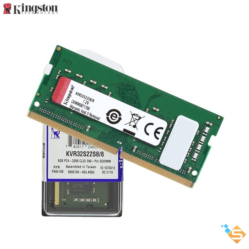 RAM Laptop Kingston 16GB 8GB 3200MHz DDR4 SODIMM CL 12 KVR32S22S6 - Bảo Hành Chính Hãng 3 Năm