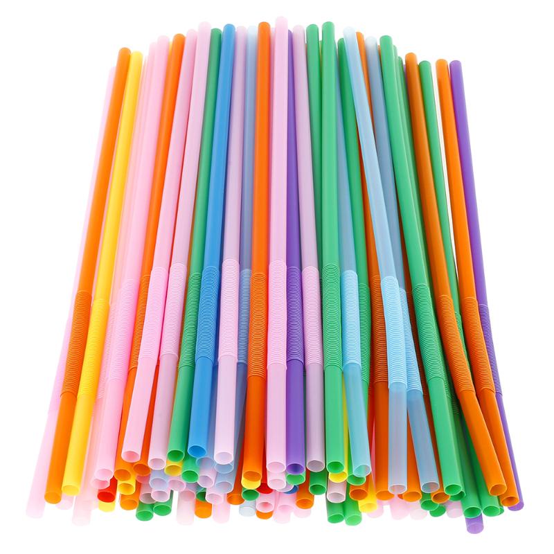 Set 100 Ống Hút Nhựa Dài 8 Inch Nhiều Màu Sắc Dùng Một Lần