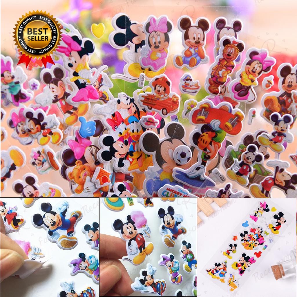 Set 5 nhãn dán hình chuột Mickey 3D nhiều màu dễ thương dùng trang trí
