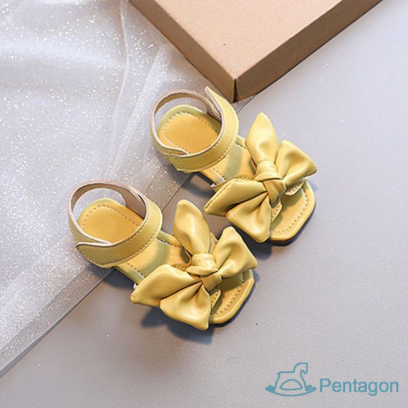 Xăng đan Đế Mềm Chống Trượt Quai Dán Đính Nơ Xinh Xắn Cho Bé Gái