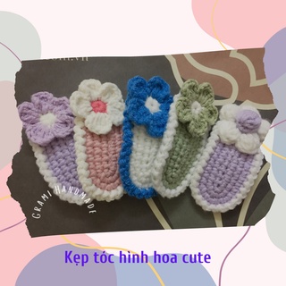 Kẹp tóc hình hoa len handmade mẫu 1